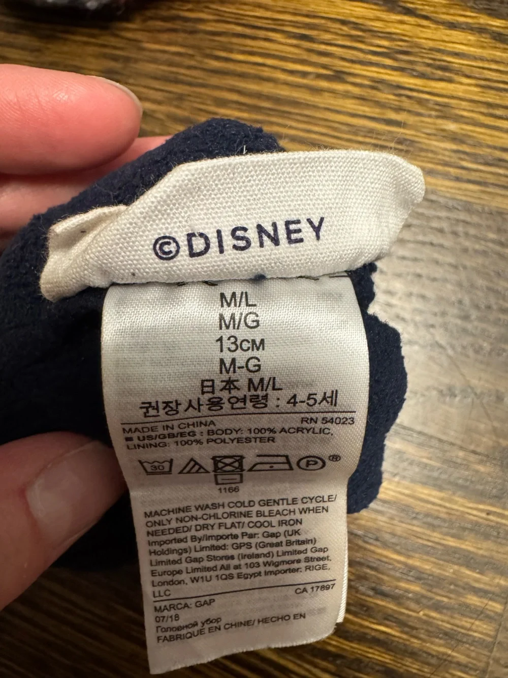 GAP Disney Red, Navy & White Kids Knit Mittens, Size: M/L